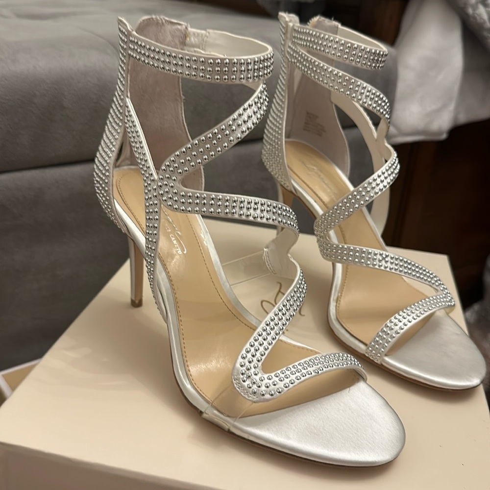 Imagine/ Vince Camuto, Pure White Satin 3.5inch heel.